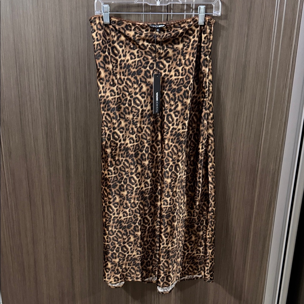 Fashion Nova Leopard-Print Satin Maxi Skirt - Brown & Black